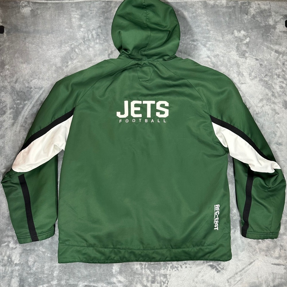 Reebok NFL New York Jets Authentic Sideline Jacket Mens XL Green Full Zip Hooded - Picture 16 of 16